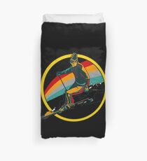 Retro skiing skier Duvet Cover