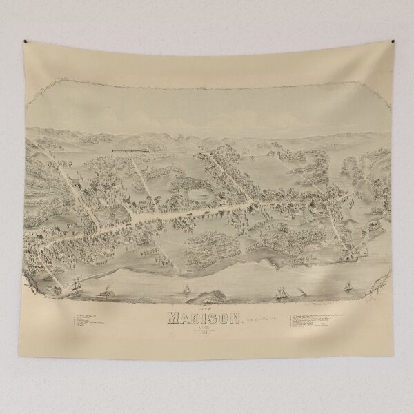 Item preview, Vintage Pictorial Map of Madison CT (1881) designed and sold by BravuraMedia.