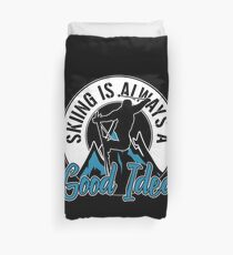 Skiing Skier Winter Sport Winter Mountains Duvet Cover