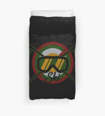 Skier skiing Ski goggles Ski poles Duvet Cover