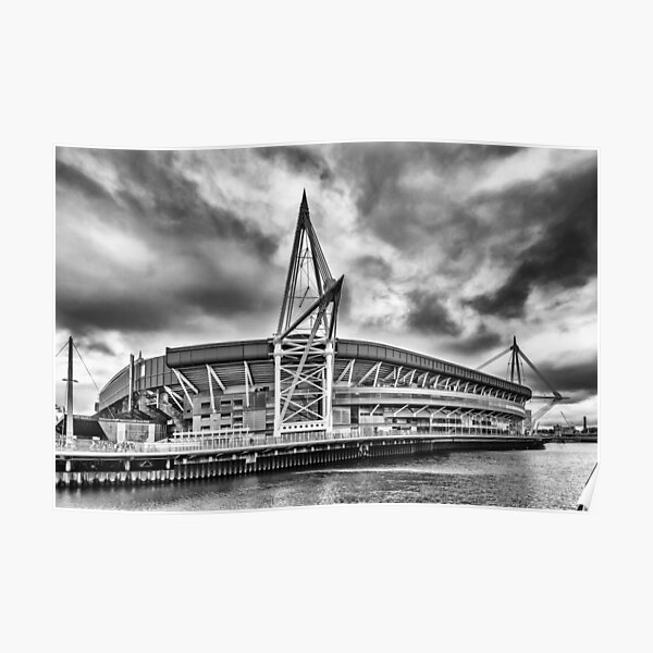 Principality Stadium North View Monochrome Poster