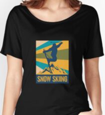 Skier Skiing Retro Winter Sports Mountains Sports Women's Relaxed Fit T-Shirt