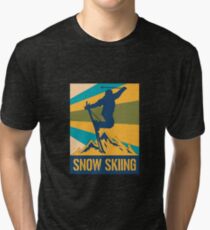 Skier Skiing Retro Winter Sports Mountains Sports Tri-blend T-Shirt