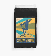 Skier Skiing Retro Winter Sports Mountains Sports Duvet Cover