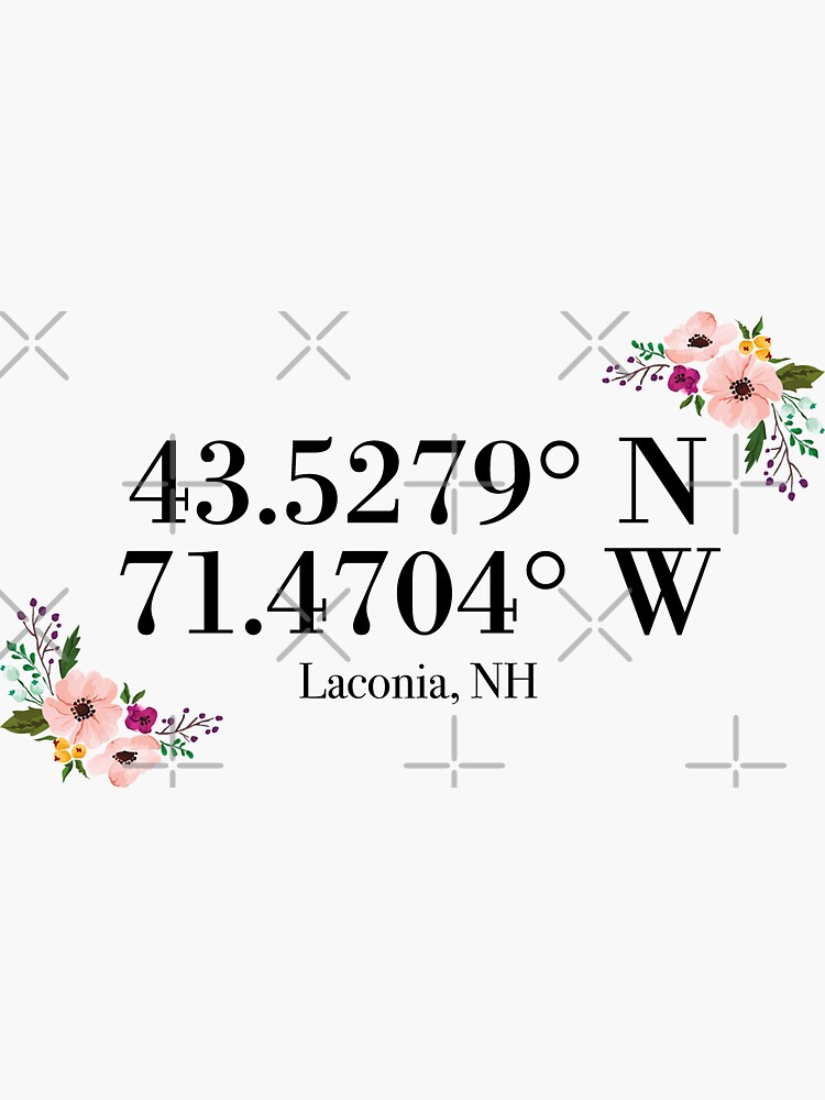 "Laconia, NH Coordinates" Sticker by mynameisliana Redbubble