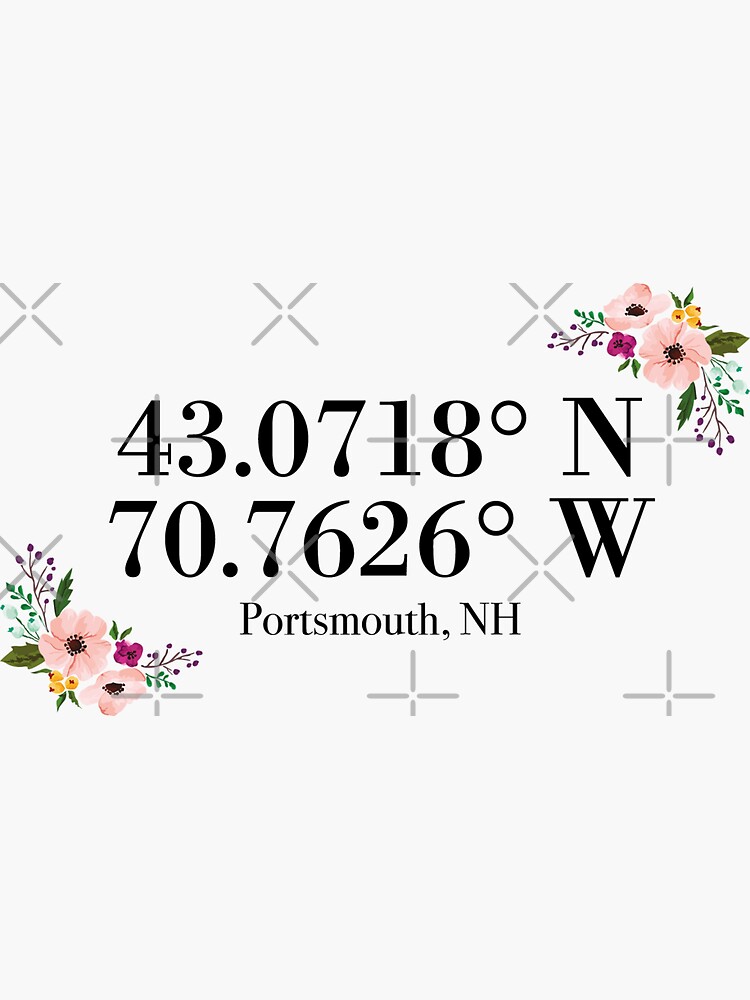 "Portsmouth, NH Coordinates" Sticker by mynameisliana Redbubble