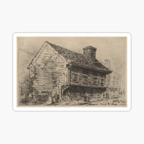 Vintage Illustration of Paul Revere's Home (1904) Sticker