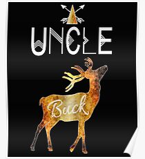 Onkel Buck Deer Stammes-Familie Weihnachten Camping Rustikales BrownTextured Geschenk Poster