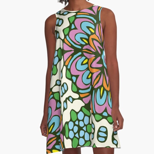 Ice Queen Floral Rock Garden A-Line Dress