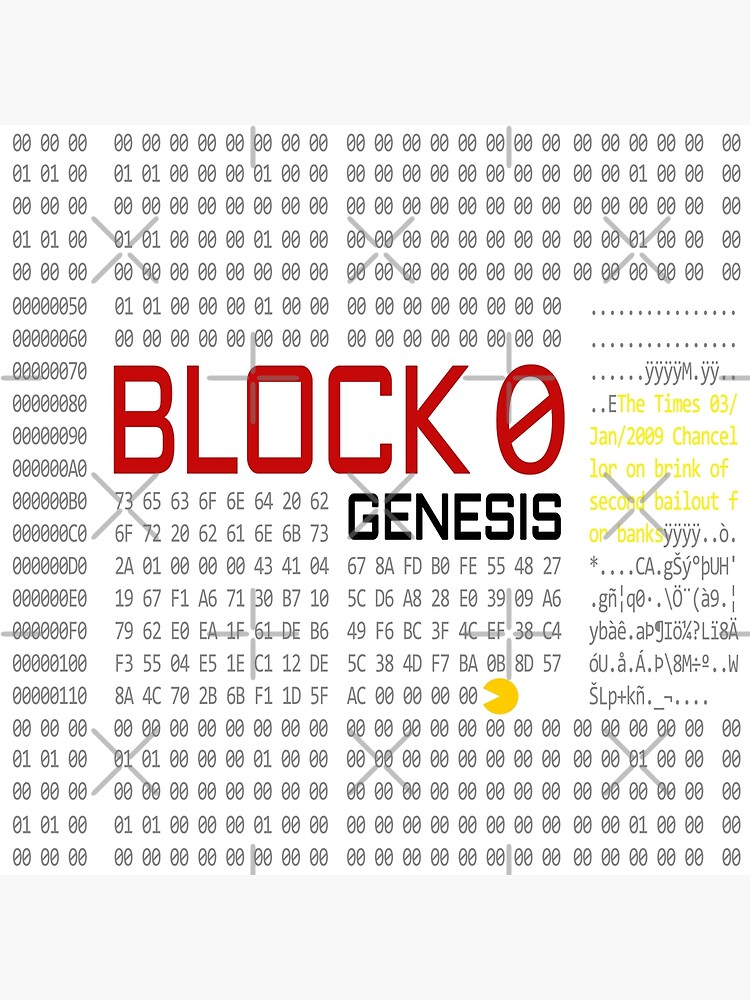 Disover First Genesis Block for Bitcoin Blockchain Technology (square graphic) Premium Matte Vertical Poster