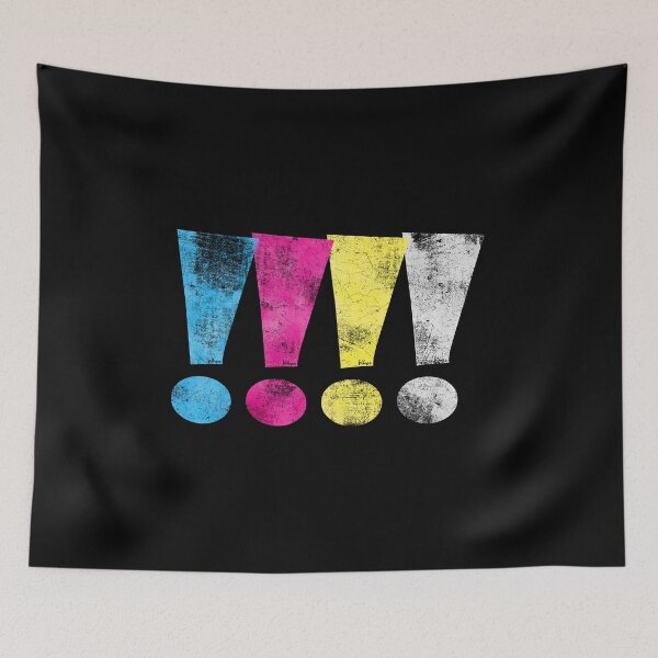 Item preview, Distressed CMYK(W) Graphic Exclamation Points designed and sold by wheedesign.