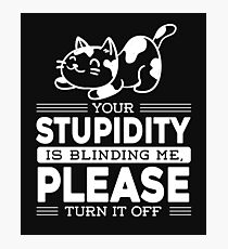 Quote Cat Funny Memes Gift Joke Stupidity Sarcasm Photographic Print