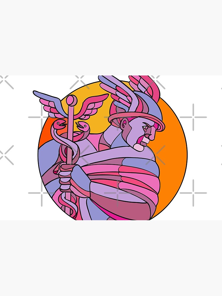 Hermes Messenger of the Gods Mosaic Color Sticker for Sale by