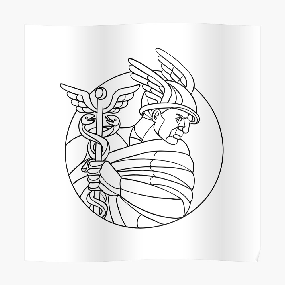 Hermes Messenger of the Gods Mosaic Color Sticker for Sale by