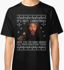 Die Hard Its Not Christmas Unil Hans Gruber Falls Off Nakatomi Tower Knit Pattern Classic T-Shirt