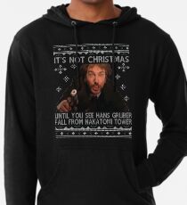 Die Hard Its Not Christmas Unil Hans Gruber Falls Off Nakatomi Tower Knit Pattern Lightweight Hoodie