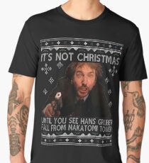 Die Hard Its Not Christmas Unil Hans Gruber Falls Off Nakatomi Tower Knit Pattern Men's Premium T-Shirt