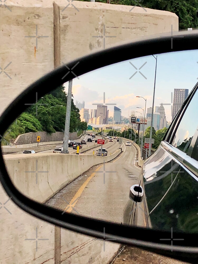 "Pittsburgh Skyline In Rearview Mirror" Sticker for Sale by carlacardello Redbubble