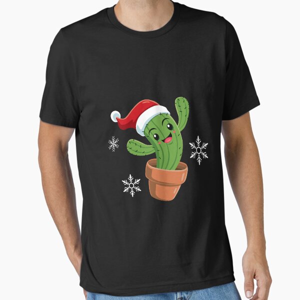 Happy Cactus Wearing Santa Hat Essential T-Shirt