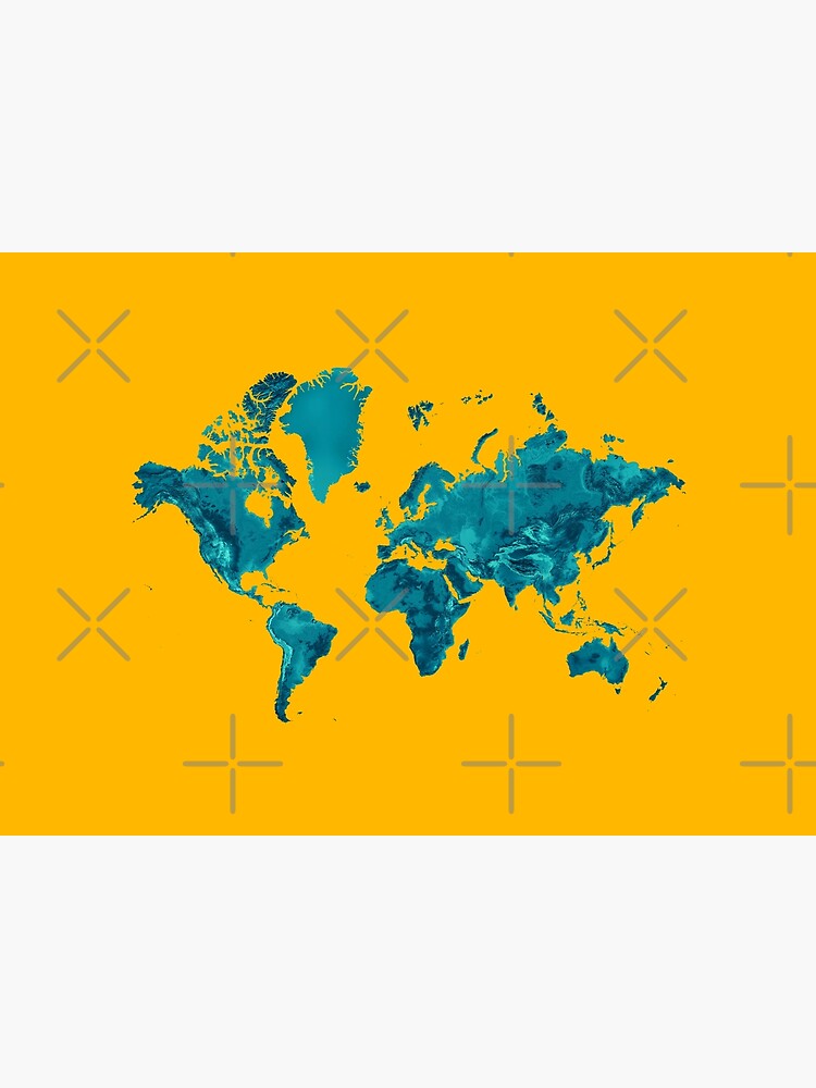 Disover Turquoise and Gold World Map Artwork Canvas