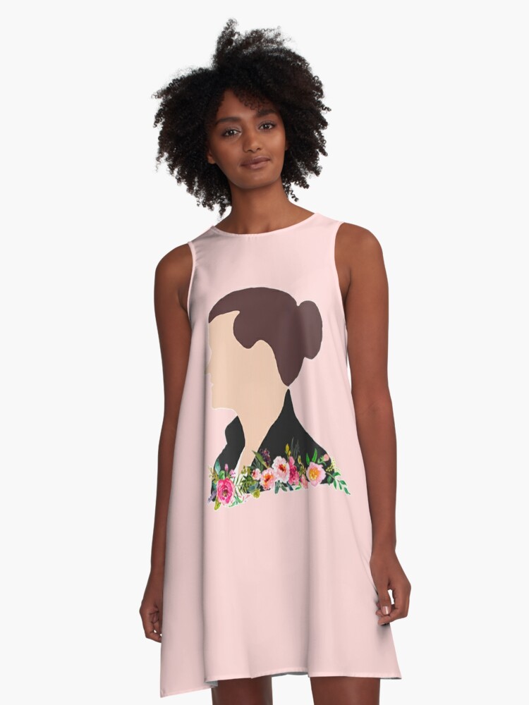 Harry Styles Man Bun Drawing Pink Background A Line Dress By Lukehsmiles Redbubble