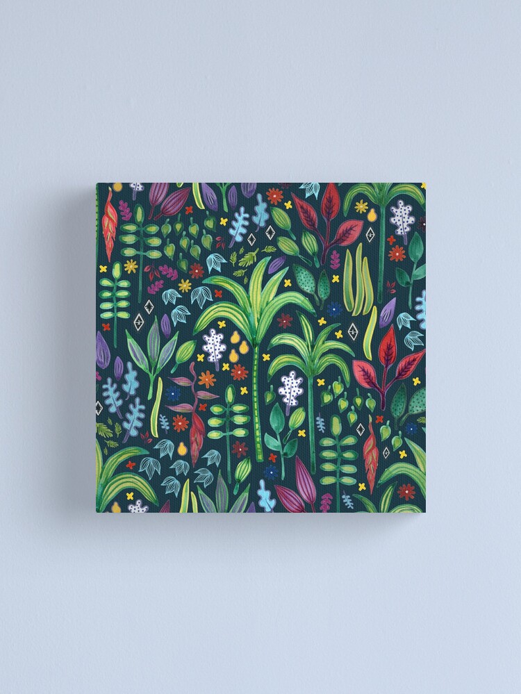 Alternate view of Jungle Flora - watercolour pattern by Cecca Designs Canvas Print