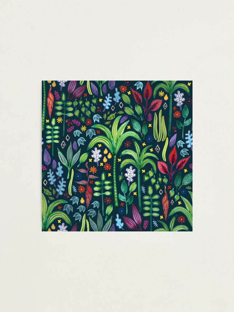 Alternate view of Jungle Flora - watercolour pattern by Cecca Designs Photographic Print