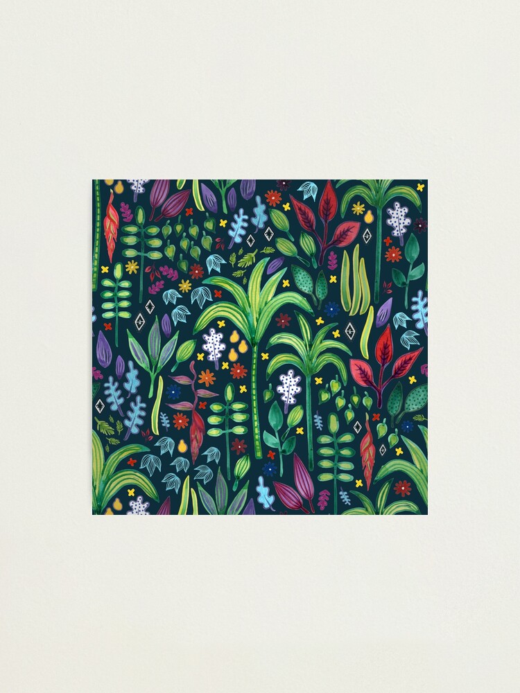 Alternate view of Jungle Flora - watercolour pattern by Cecca Designs Photographic Print