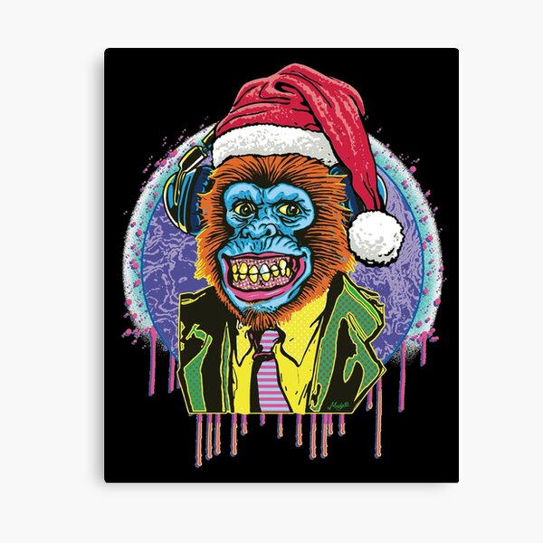 Vista previa del artículo con la obra «Chimpancé Navidad Psicodélico Chimpancé», diseñado y vendido por MudgeStudios.