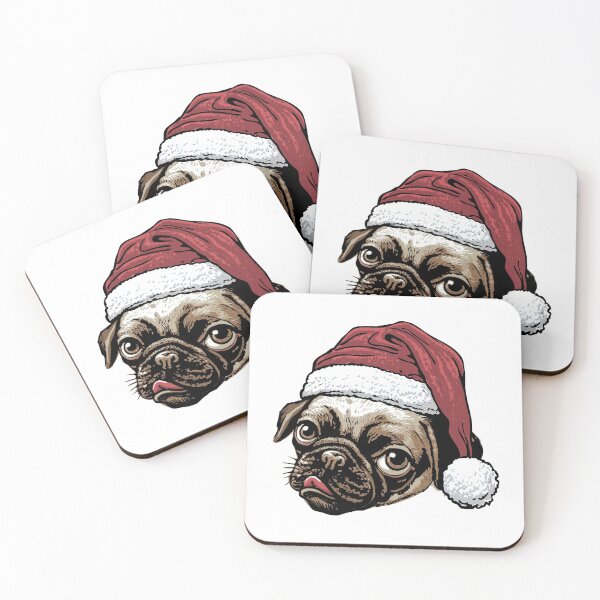 Item preview, Cute Christmas Santa Hat Pug designed and sold by MudgeStudios.