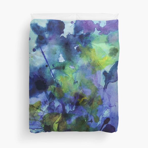 watercolor in purple and green Duvet Cover