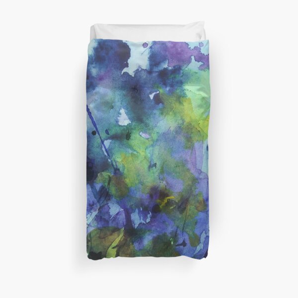 watercolor in purple and green Duvet Cover