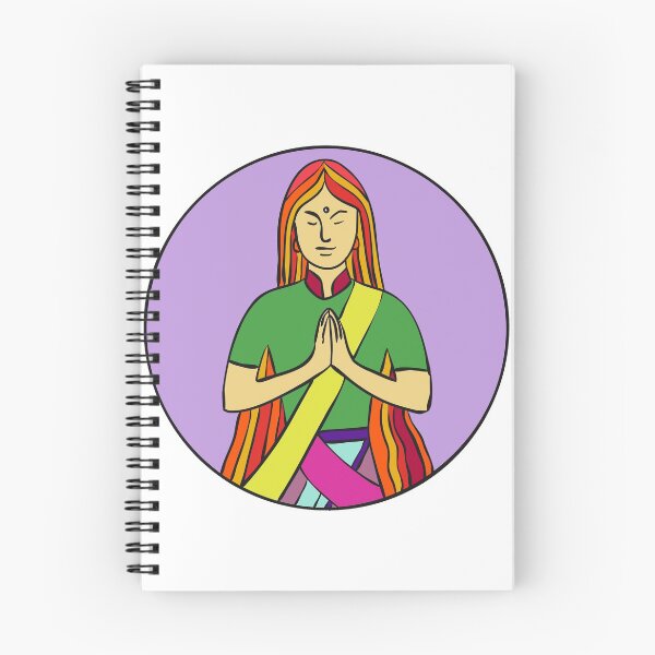 Item preview, Indian Woman Hands Together Namaste Mono Line designed and sold by patrimonio.