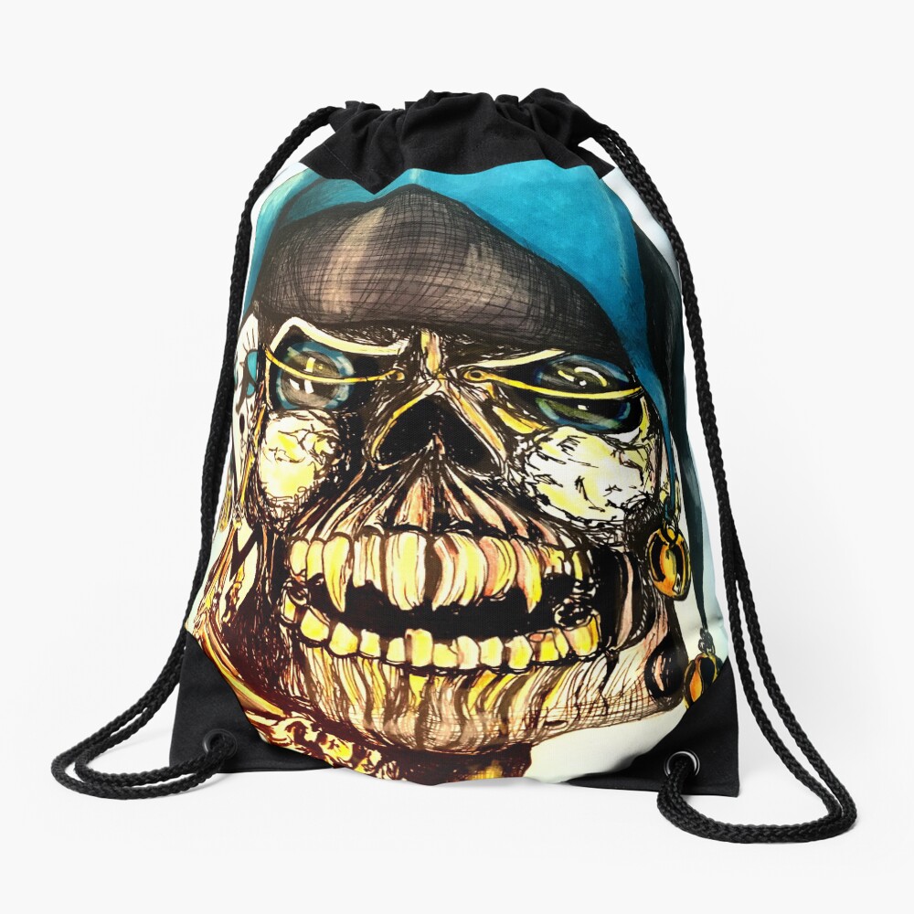 Original Joker Skull Drawing Drawstring Bag