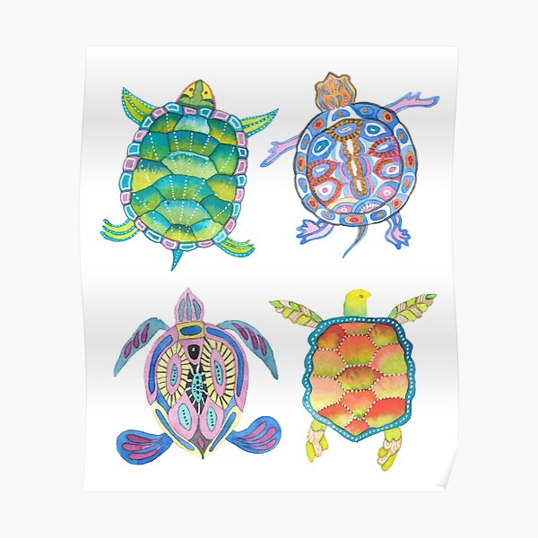 Sea turtles tropical theme Poster