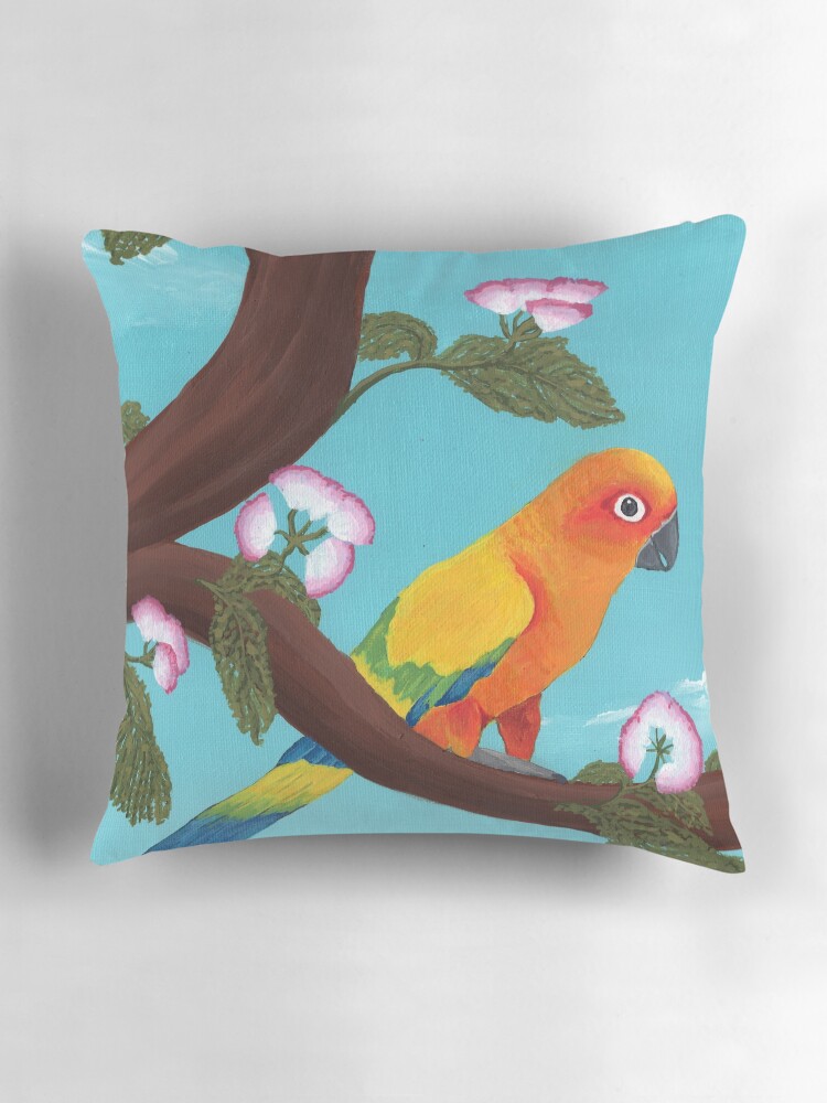 Imagen 3 de 4, Cojín con la obra Sun Parakeet, diseñada y vendida por LWDstudio.
