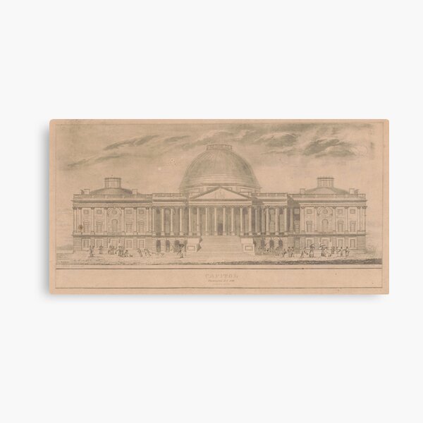 Vintage United States Capitol Building Illustration Canvas Print