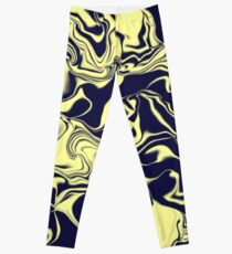 Dunkelblaue und gelbe Wellen Leggings