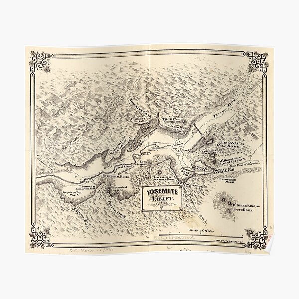 Vintage Map of Yosemite Valley (1879) Poster