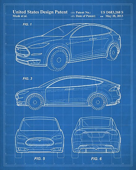 Silver Car Tesla R45 Poster
