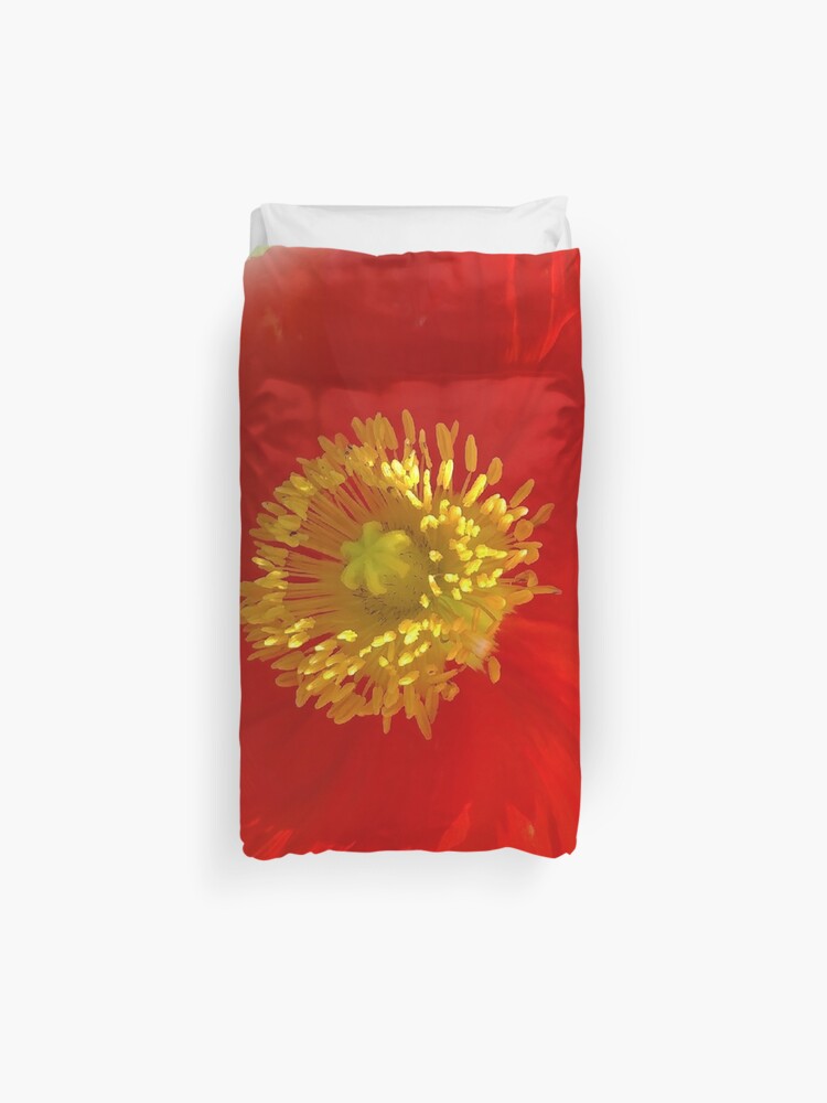 Red Poppy Flower Yellow Center Duvet Cover By Brushed1 Redbubble