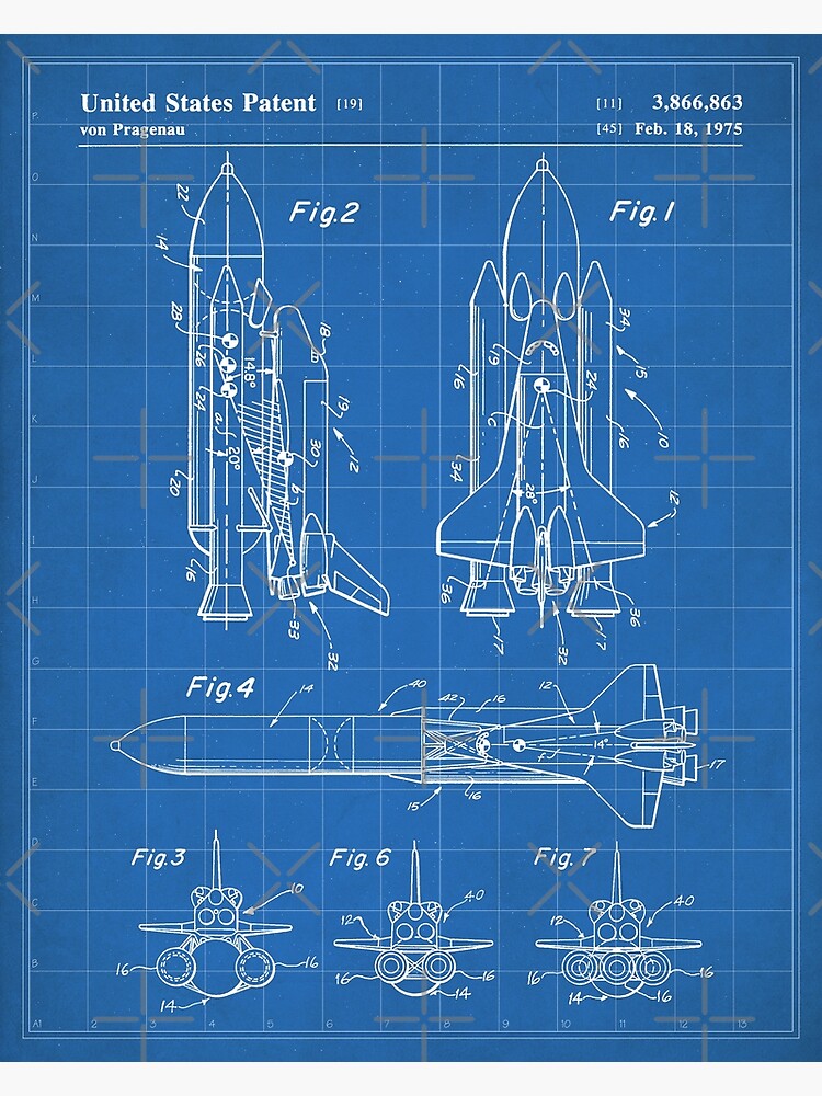 Disover Nasa Space Shuttle Patent - Nasa Shuttle Art - Blueprint Premium Matte Vertical Poster
