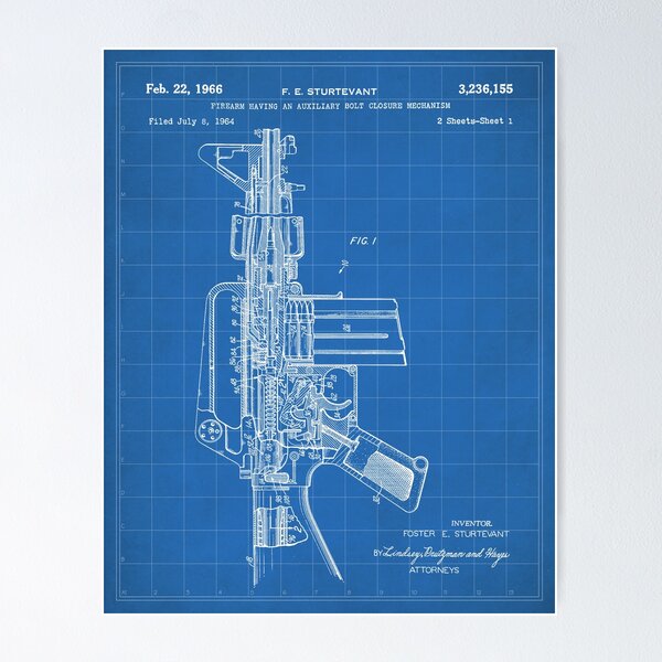 Item preview, M16 Rifle Patent - Military Rifle Art - Blueprint designed and sold by patentpress.