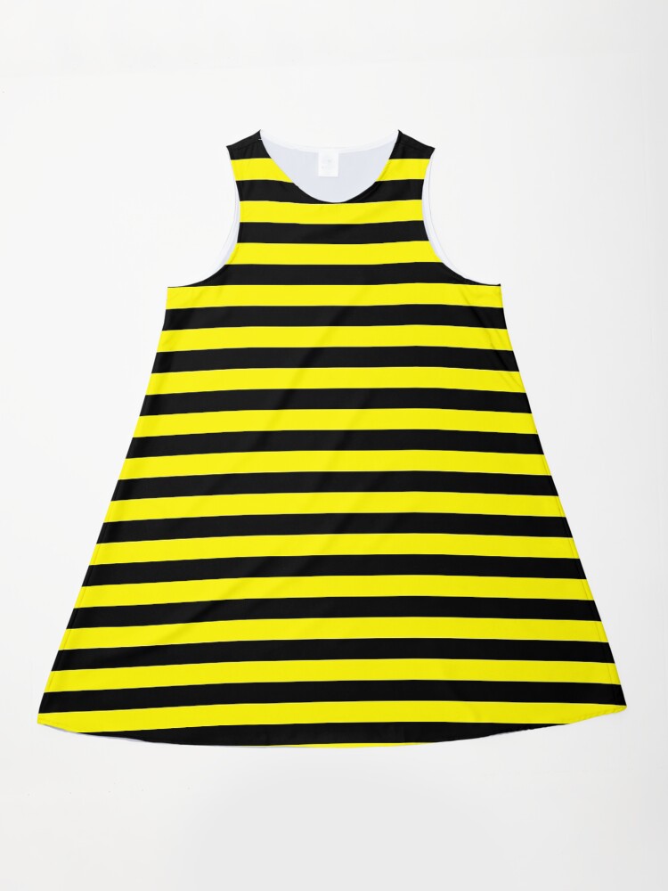 yellow black striped dress Black and Mustard One shoulder Silk Print dress Small main image 0