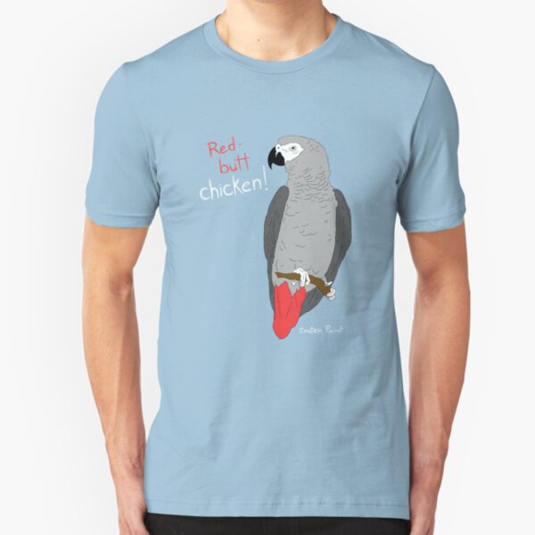 African Grey Parrot Red Butt Chicken design Slim Fit T-Shirt