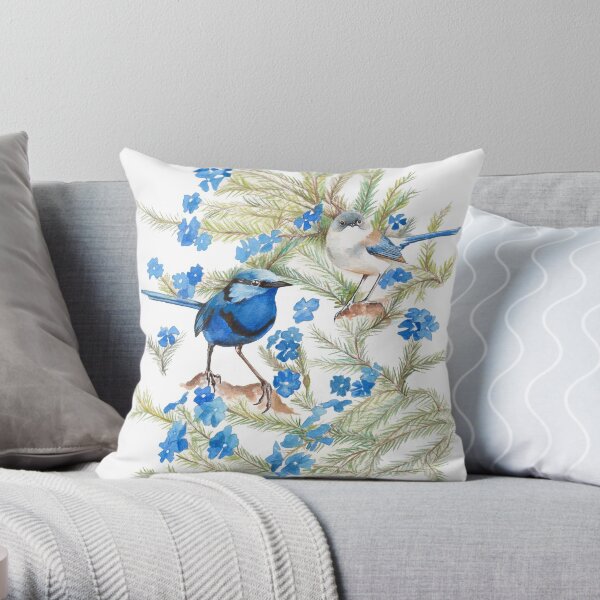 Splendid Wren & Leschenaultia Throw Pillow