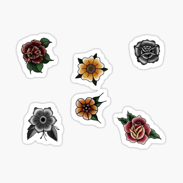 Item preview, Floral Traditional Sticker Sheet designed and sold by PeaMcNutt.