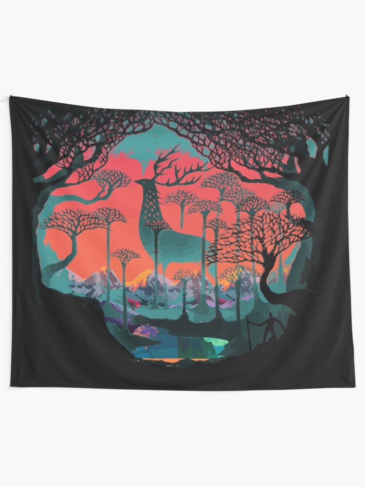 Alternate view of Forest Spirit - Woodland Illustration Tapestry
