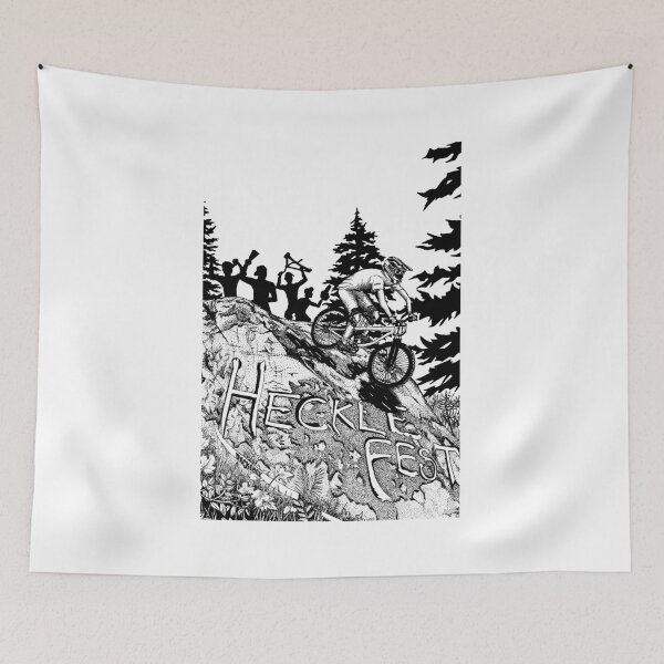 Item preview, Hecklefest downhill MTB race - Whistler BC Crankworx Pen and Ink illustration - Heckler's Rock designed and sold by SnowlineArt.