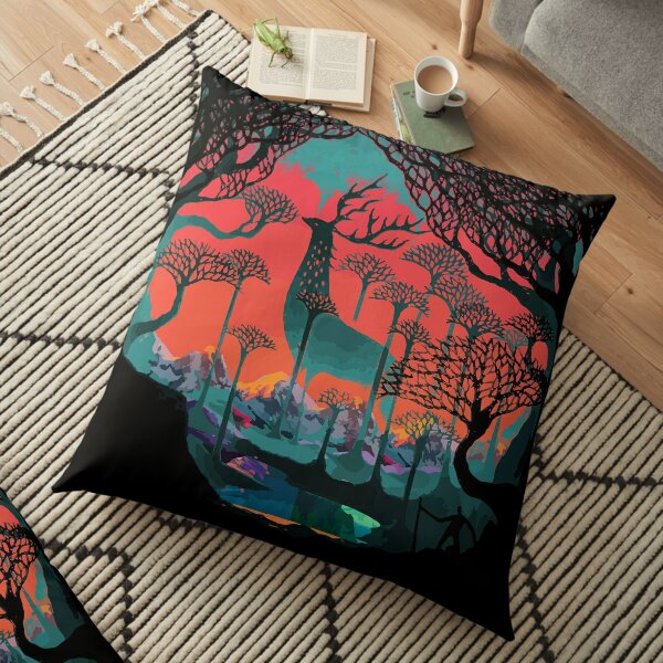 Forest Spirit - Woodland Illustration Floor Pillow